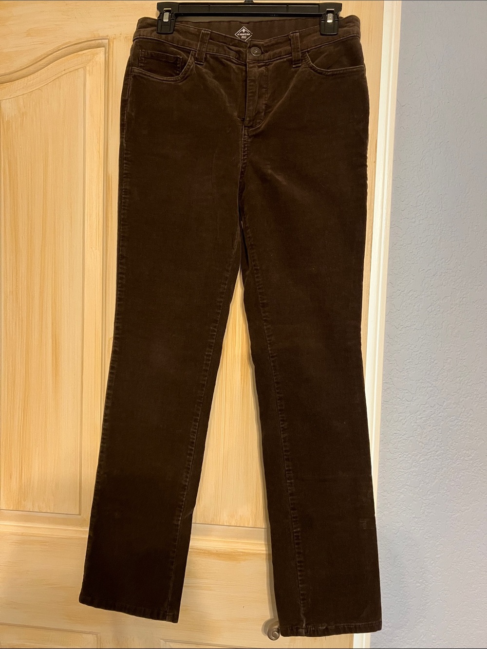 St. John's Bay Women's Straight-Leg Corduroy Jeans in Dark Brown